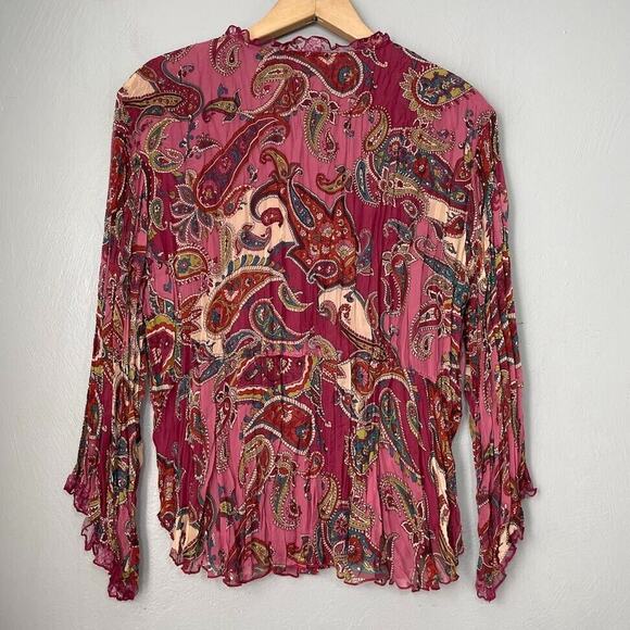 Coldwater Creek Size PS Petite Small Chiffon Crinkle Blouse Fairycore Romantic - Picture 6 of 9